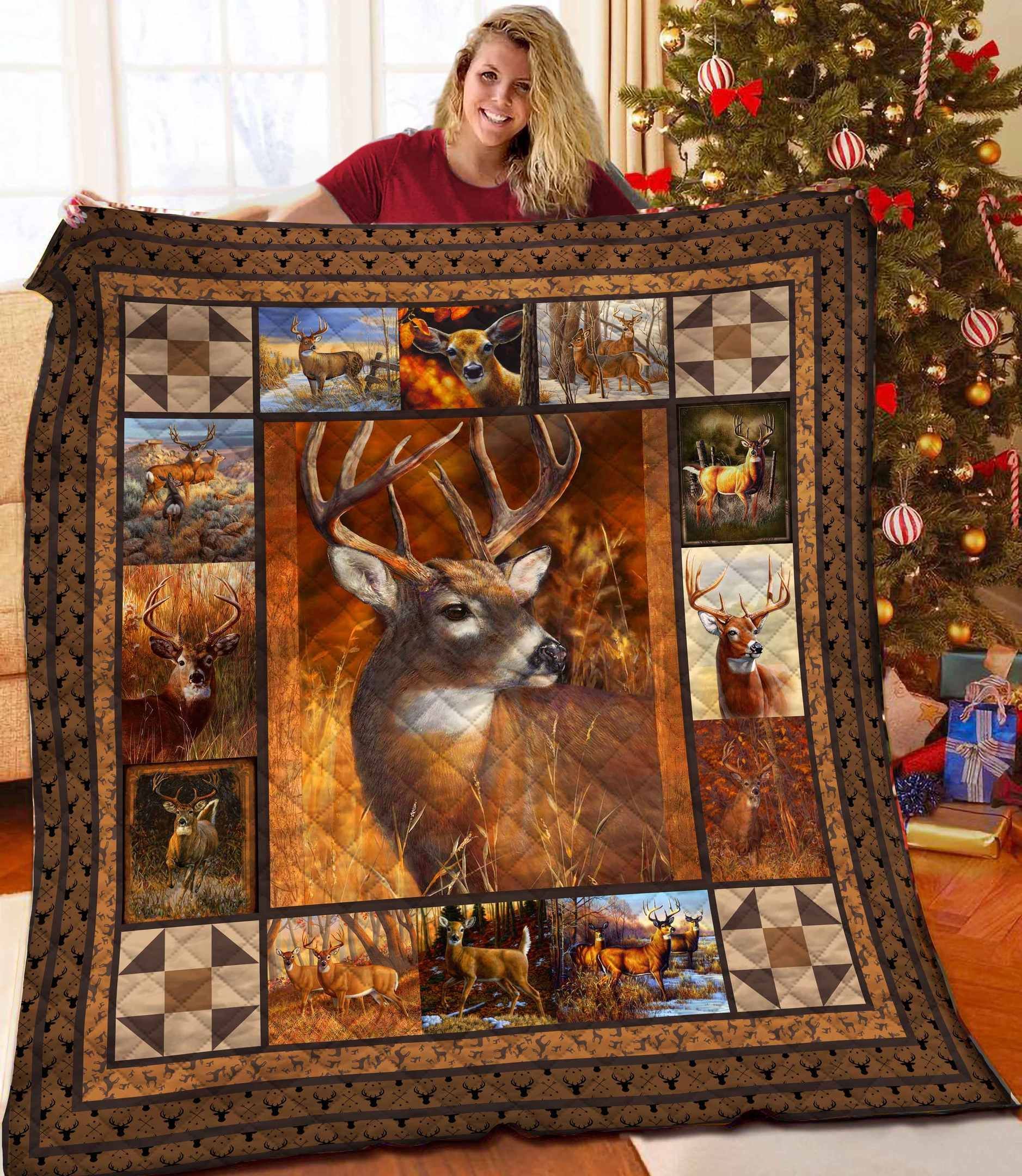 White Tailed Deer  Animal  Quilt Blanket