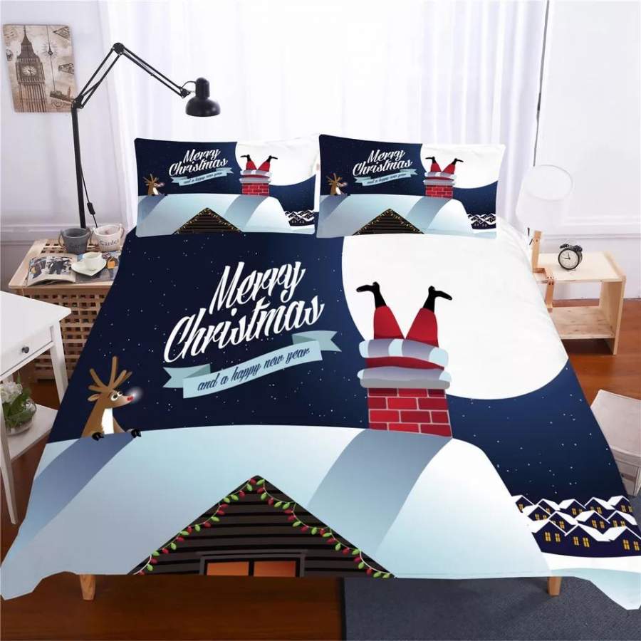 2019 Christmas Santa Claus #12 Duvet Cover Quilt Cover Pillowcase Bedding Set Bed Linen Home Decor