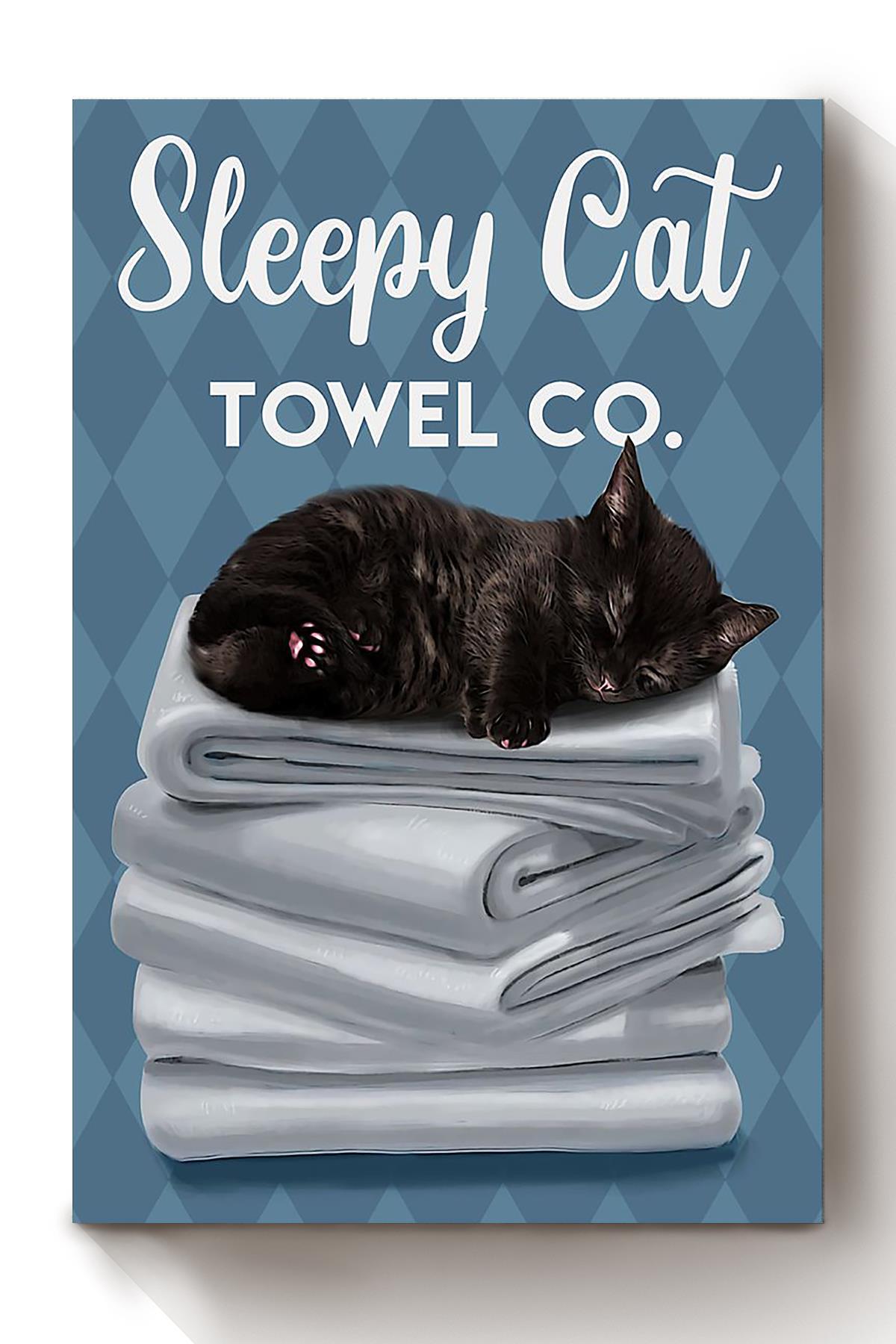 Sleepy Cat Towel Co Animal Wall Art Gift For Cat Lover International Cat Day Kitten Foster Bedroom Decor Canvas