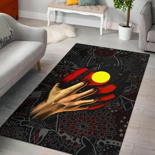 Aboriginal Flag Inside Aboriginal Art Rug