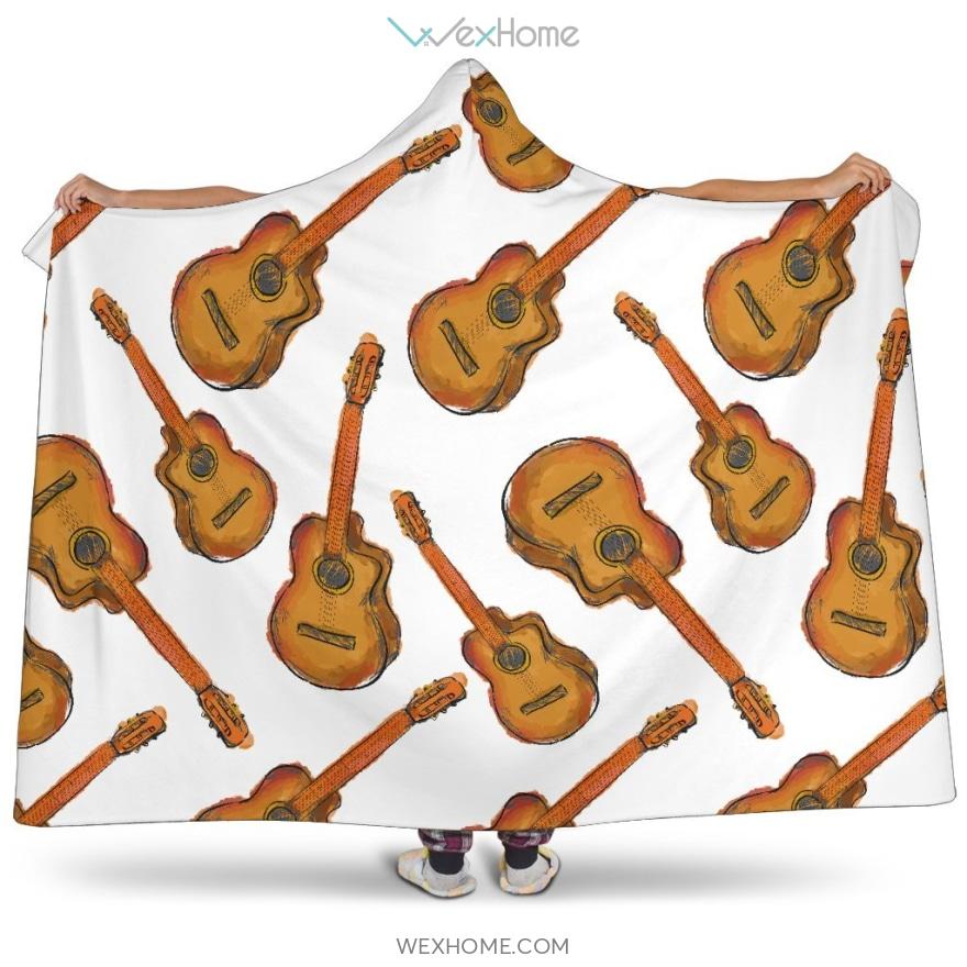 Paint Guitar Pattern Hooded Blanket