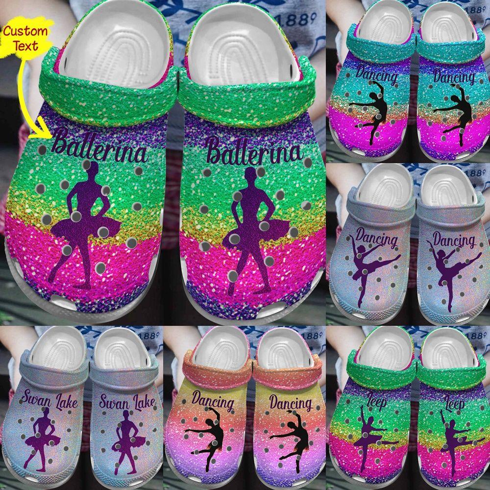 Ballet Personalized Clog, Custom Name, Text, Color, Number Fashion Style For Women, Men, Kid, Print 3D Sparkle Theme