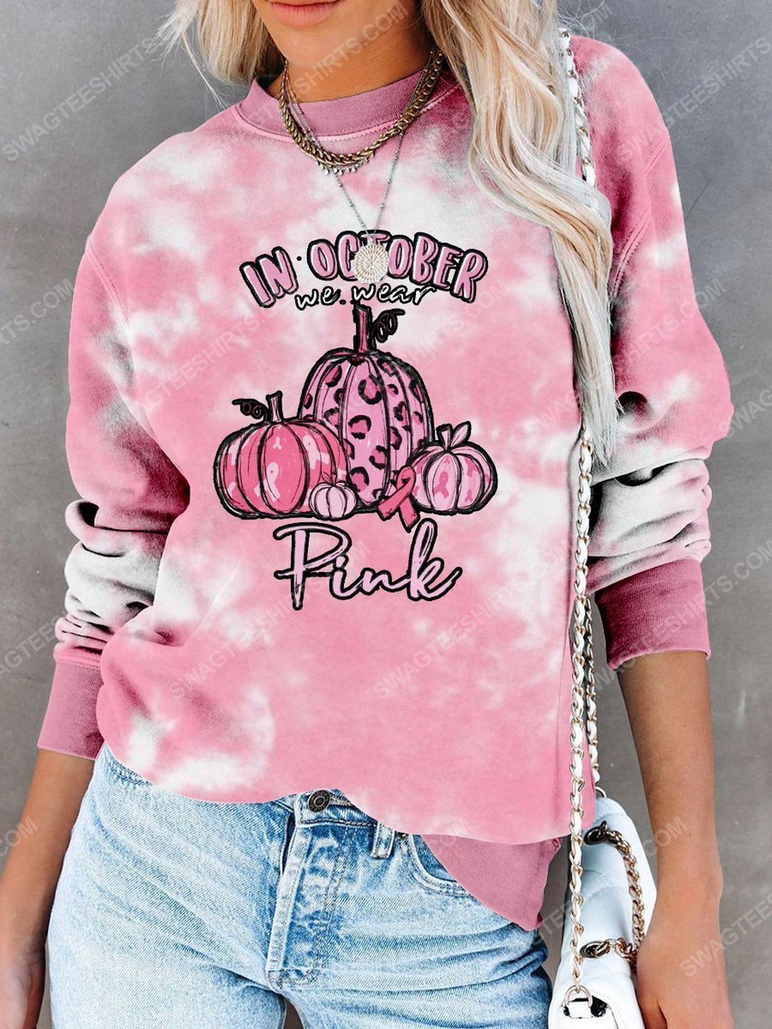 [Special Edition] Breast Cancer Awareness In October We Wear Pink Pumpkin Leopard Tie Dye Shirt – Maria (Cancer)