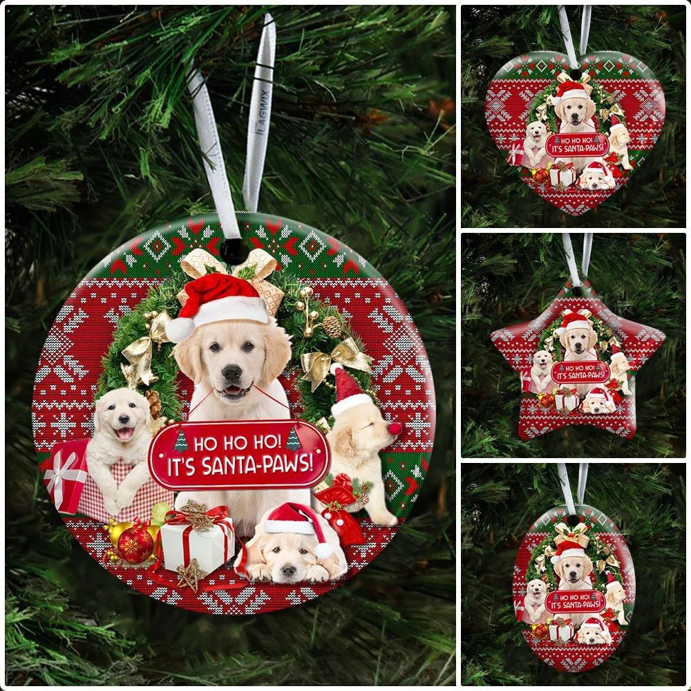 Golden Retriever Ho Ho Ho It’S Santa-Paws Ceramic Ornament Christmas Home Decor