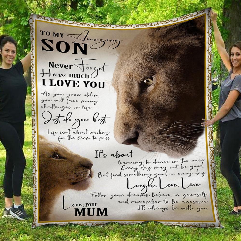 To My Amazing Son I Love You Love Lion Mum Full Print  Gift – Fleece Blanket