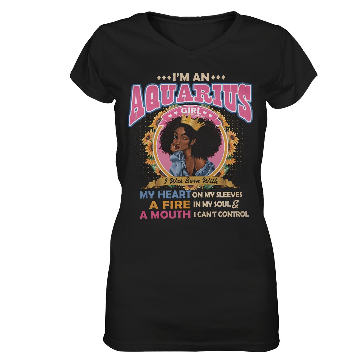 Black Queen Im An Aquarius Girl Ez13 1609 Women V-Neck T-Shirt