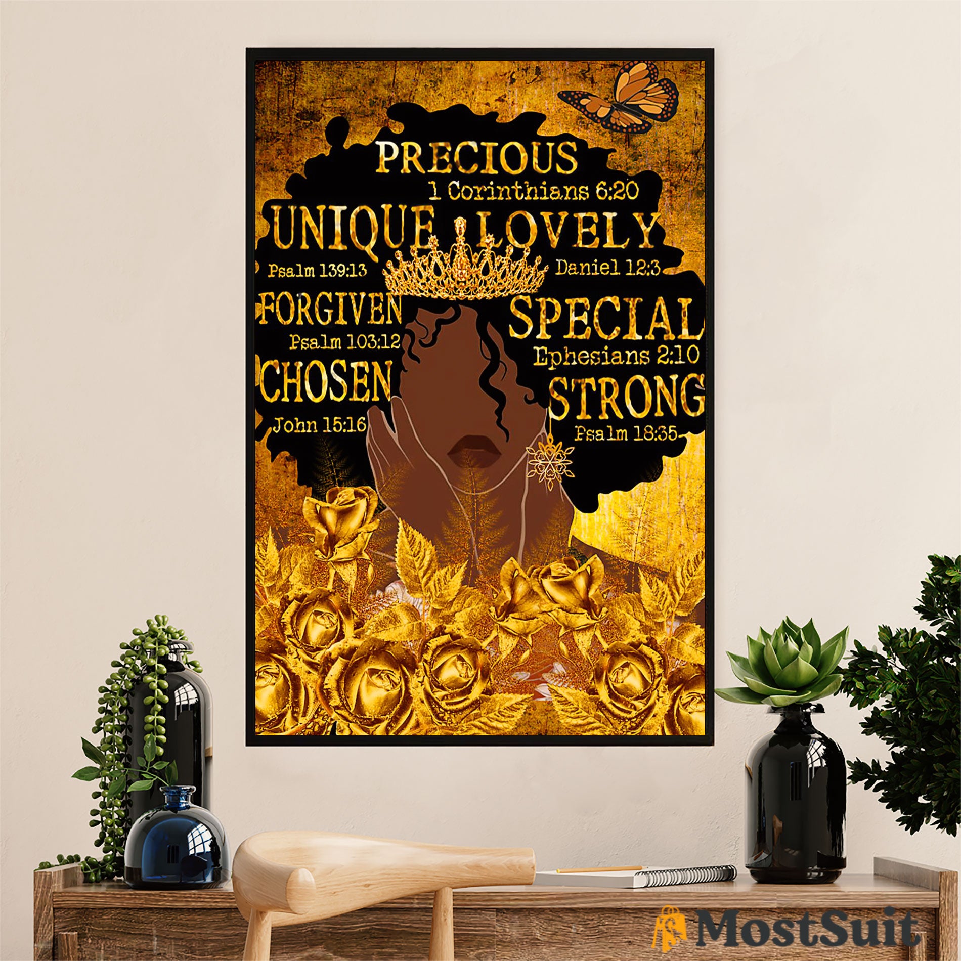 African American Afro Poster | Gift For Black Girl | Juneteenth Day Room Wall Art – Golden Black Woman