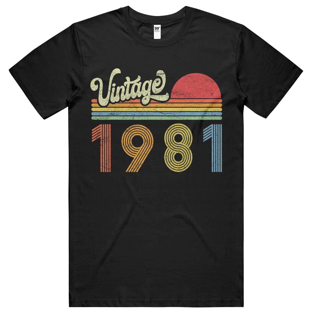 1981 Birthday Gift, Vintage Born Made 1981 Retro Sunset T Shirts