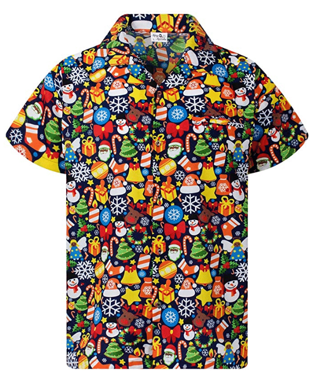 Christmas Hawaii Snowman Gingerbread Dark Blue Button Up Shirt For Men Ha37254