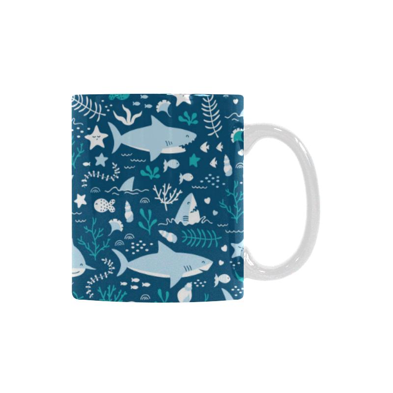 Cute shark pattern Classical White Mug (Fulfilled In US)