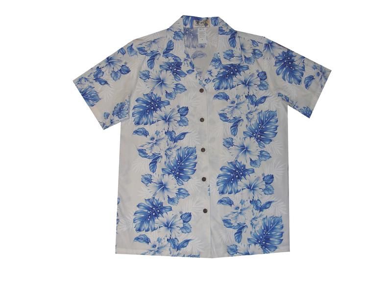 Hibiscus And Orchid Blue White Unique Design Hawaii Shirt Ha29755