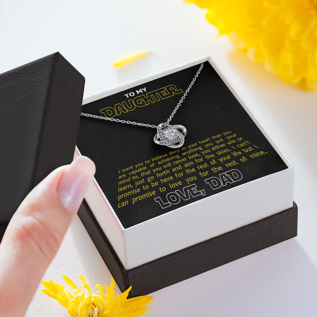 Birthday Gift For Daughter, Dad Daughter Necklace Gift, Birthday Graduation Christmas Jewelry Gift For Daughter With Message Card And Gift Box