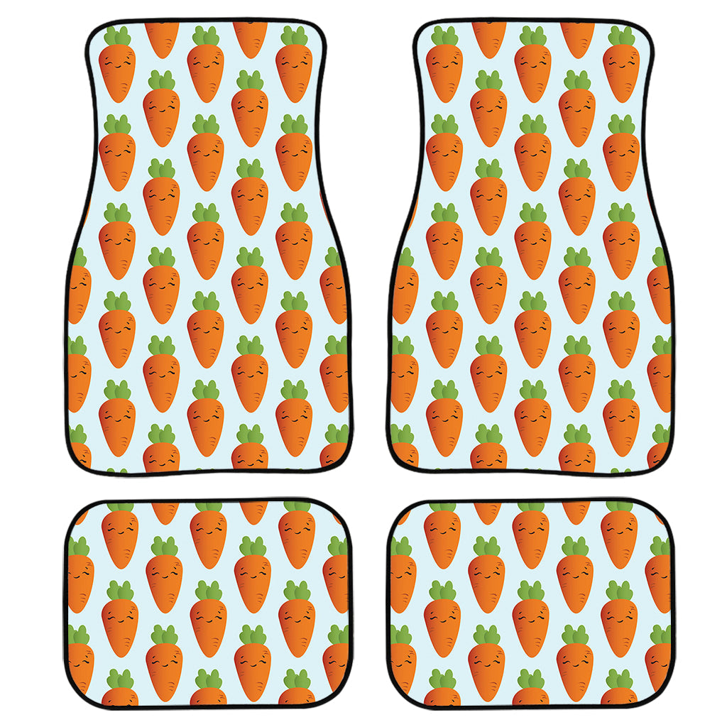 Smiling Carrot Pattern Print Front And Back Car Floor Mats, Front Car Mat