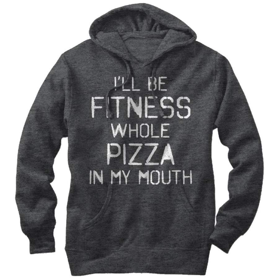 CHIN UP Women’s Fitness Pizza in Mouth  Lightweight Hoodie Charcoal Heather