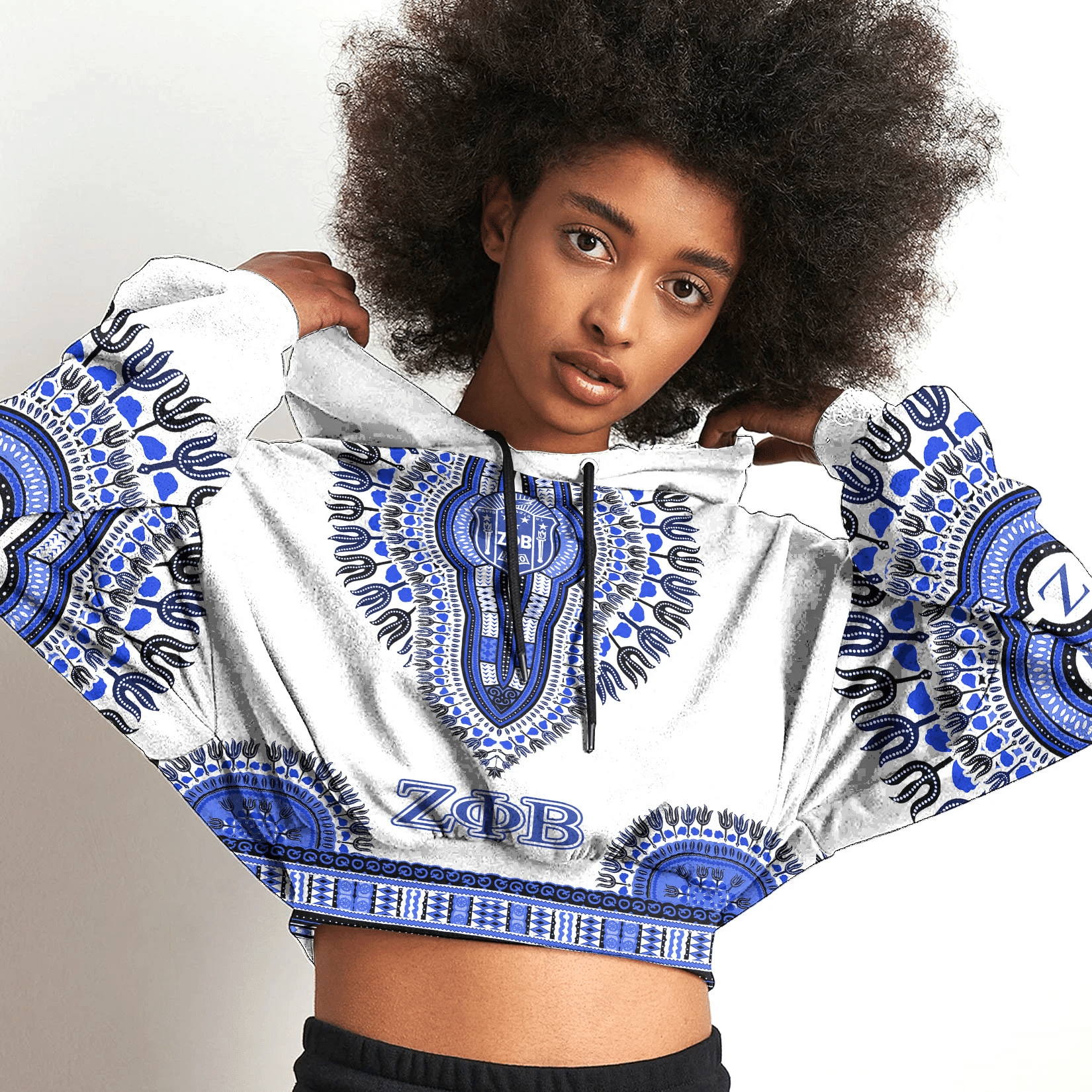 Sorority Hoodie – Zeta Phi Beta Dashiki Croptop Hoodie