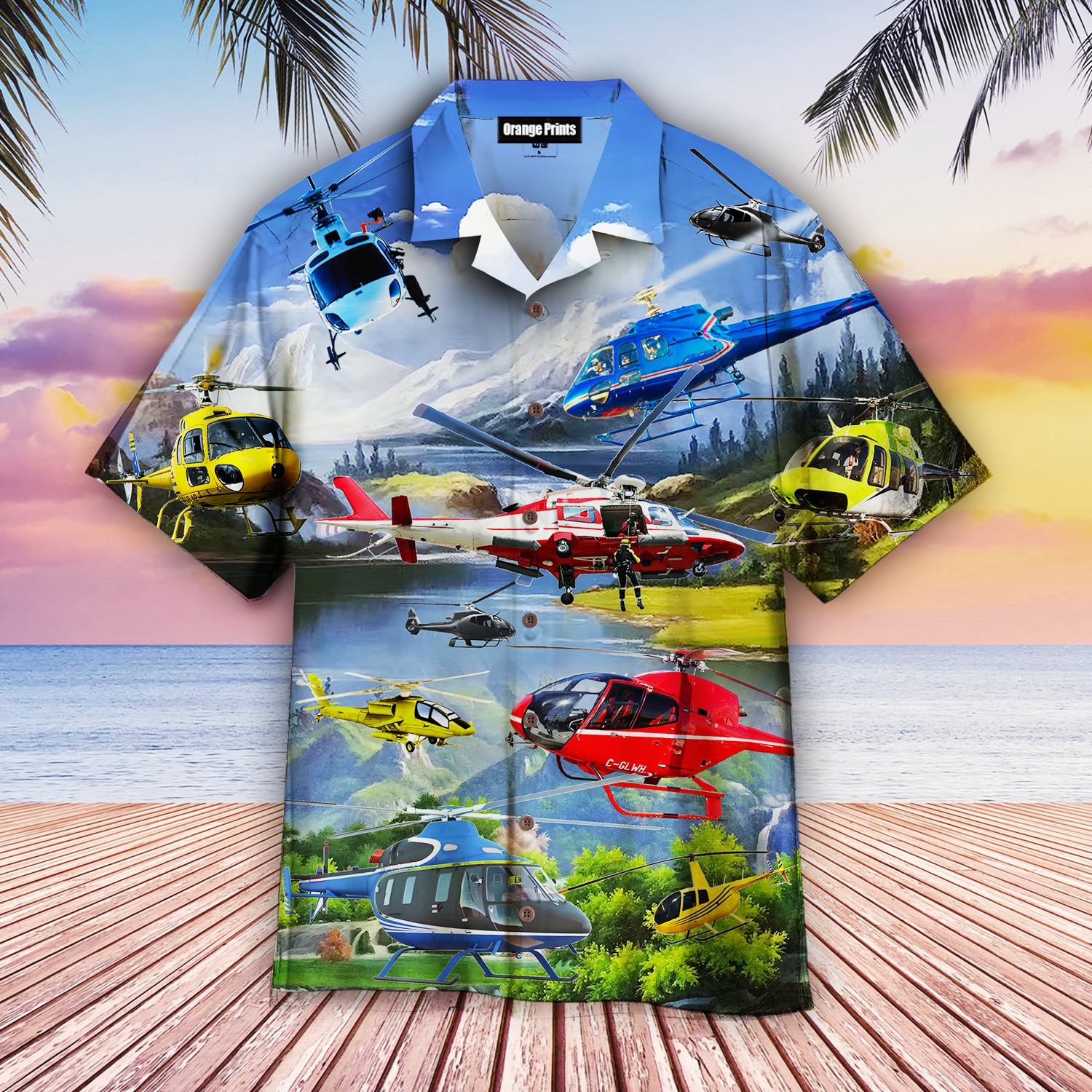 Helicopter I Love Sky Hawaiian Shirt
