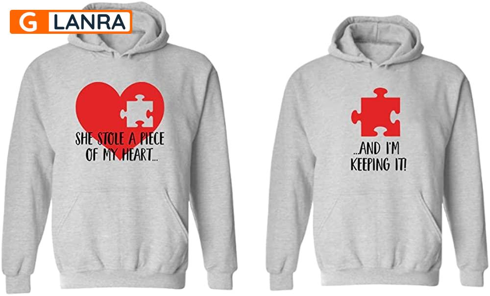 She Stole A Piece Of My Heart And I’M Keeping It Hoodie, Heart Puzzle Couple Hoodie, Matching Couple Hoodie, Husband Wife Unisex Sweater, Sweatshirt