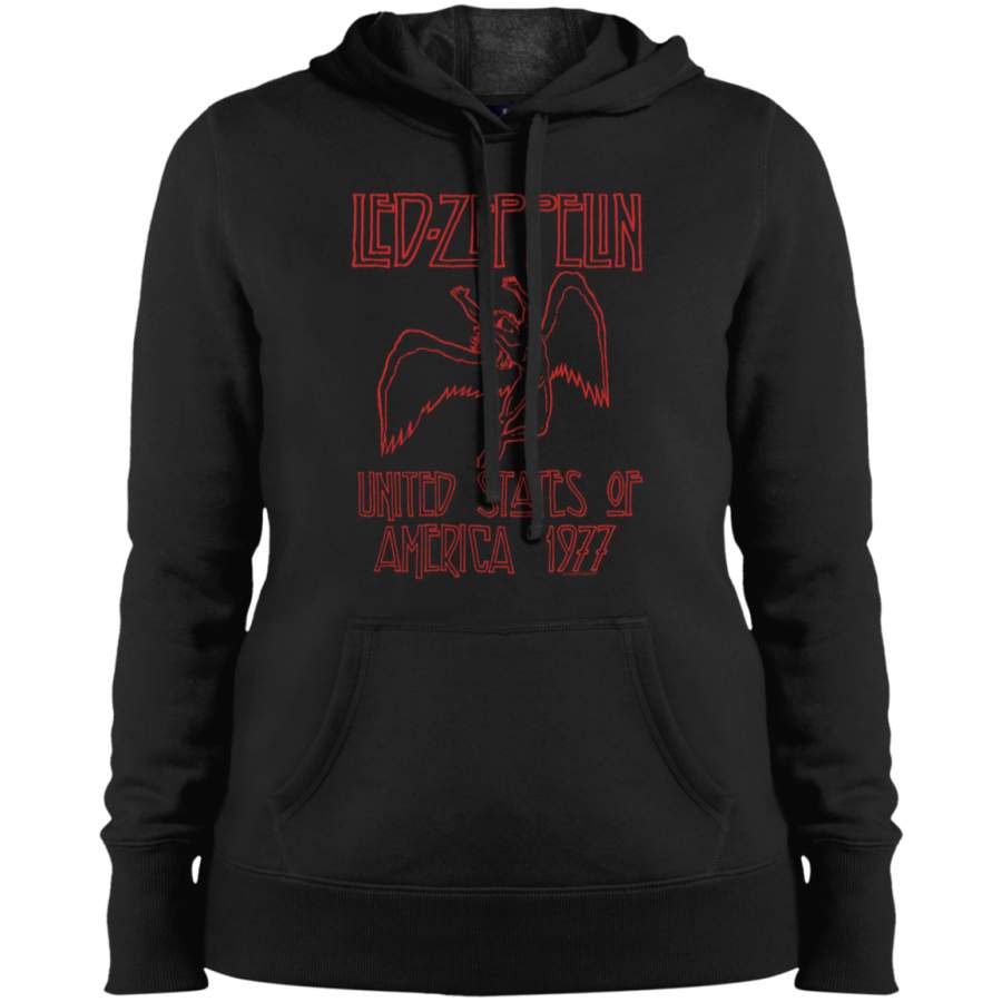 Led Zeppelin USA 1977 Red Lettering Ladies Pullover Hoodie