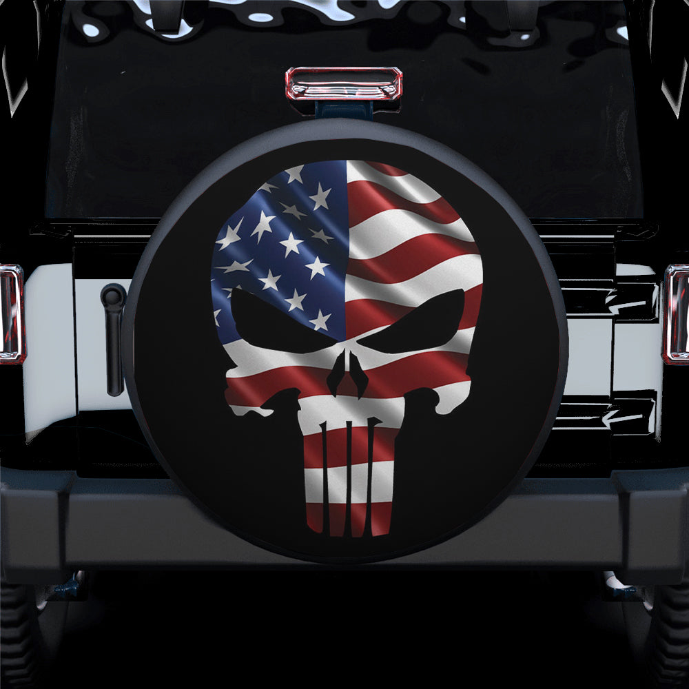 Skull America Jeep Car Spare Tire Cover Gift For Campers