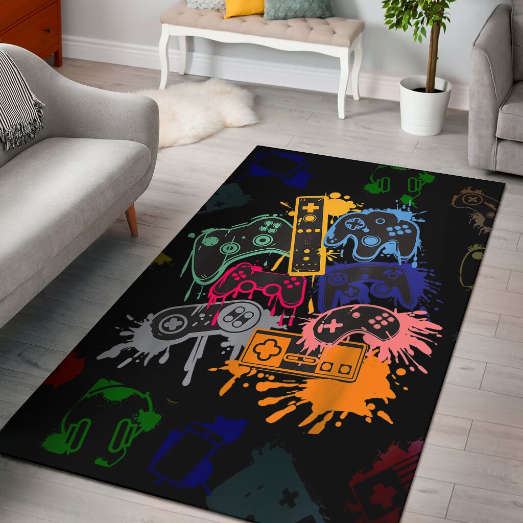Controllers Paint Splash Video Game Rug 0622 Corethermax