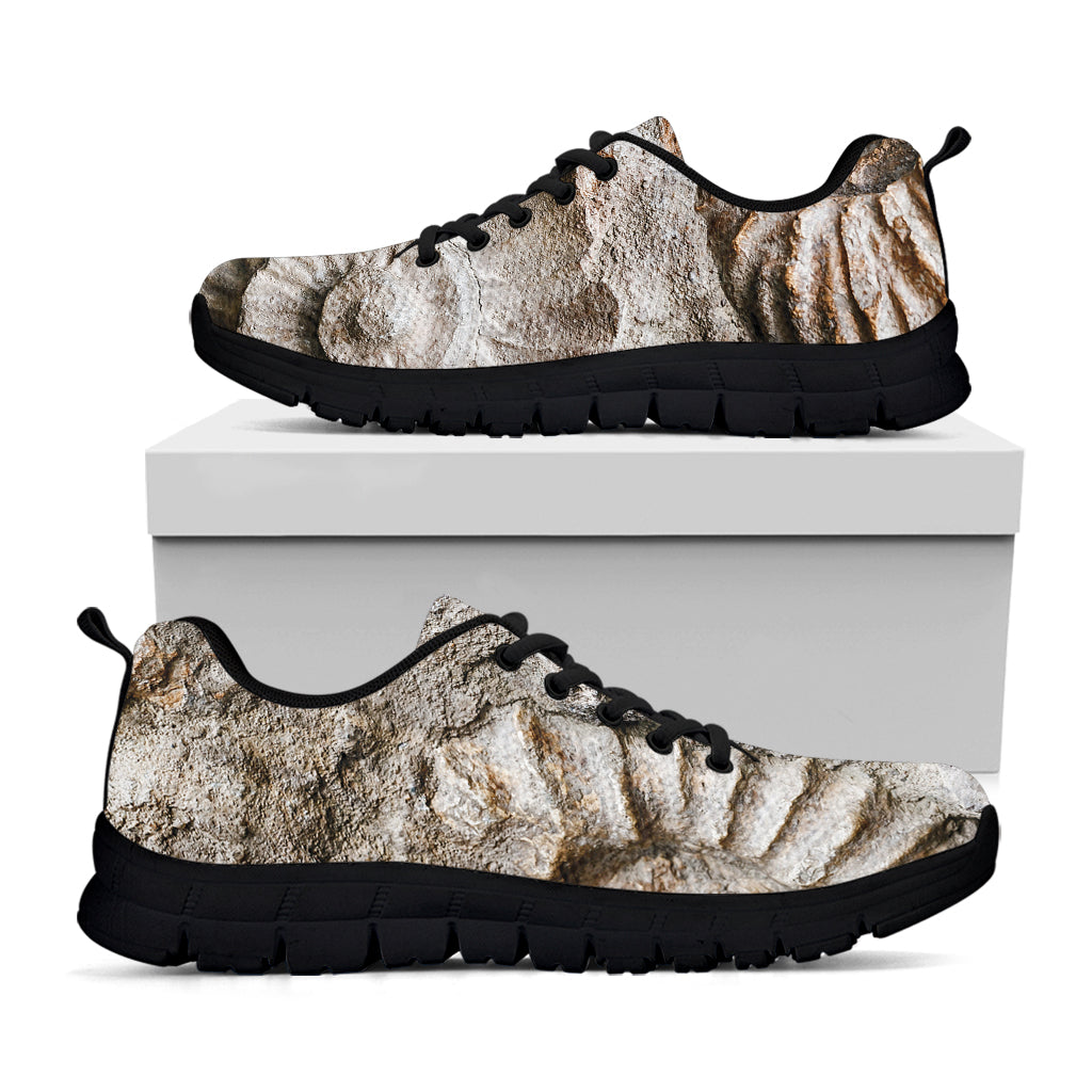 Ammonoidea Fossil Print Black Sneakers