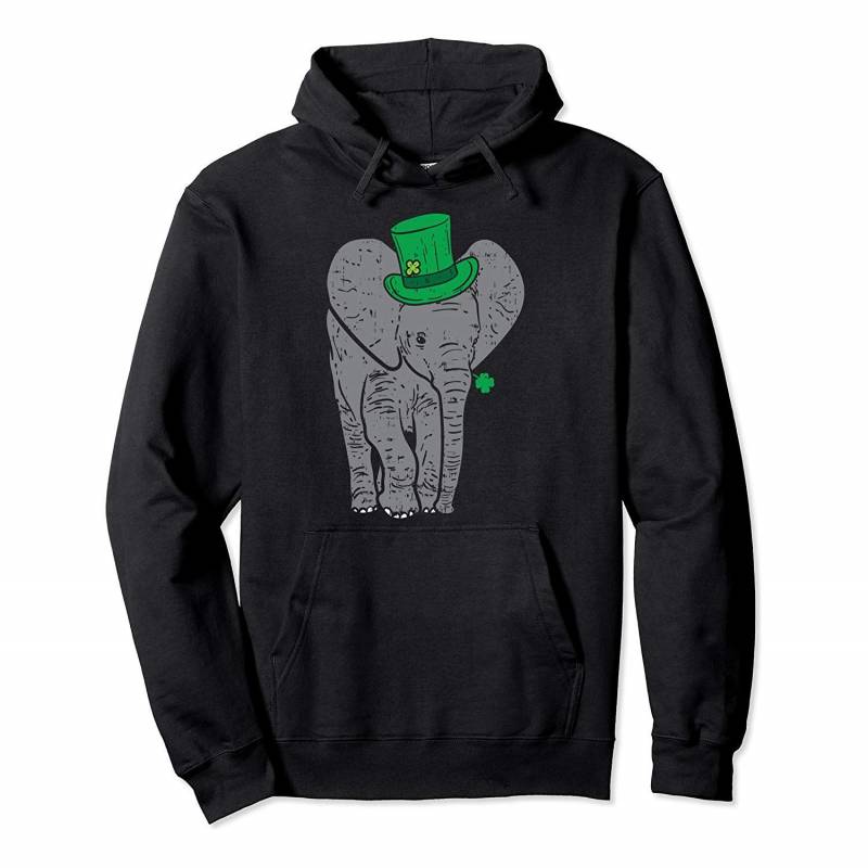 Irish Elephant Leprechaun Clover Animal Cute St Patricks Day Pullover Hoodie