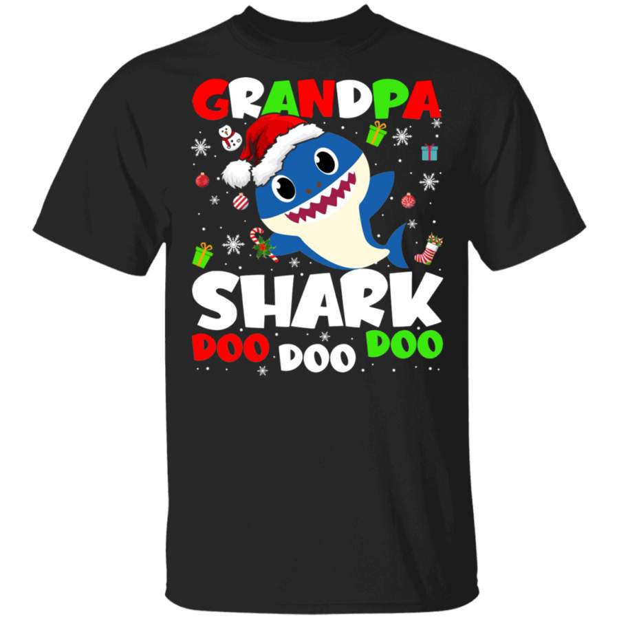 Christmas Shark Lover Shirt Grandpa Shark Doo Doo Doo Funny Christmas Santa Shark Kids Video Baby Matching Family Gifts T-Shirt