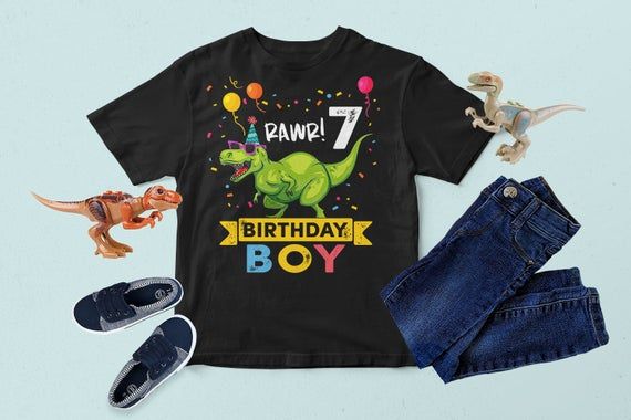 7Th Birthday Boy T Rex Dinosaur Shirt Personalized Seven Year Old Boy Shirt 7Th Birthday Boy Custom Shirt