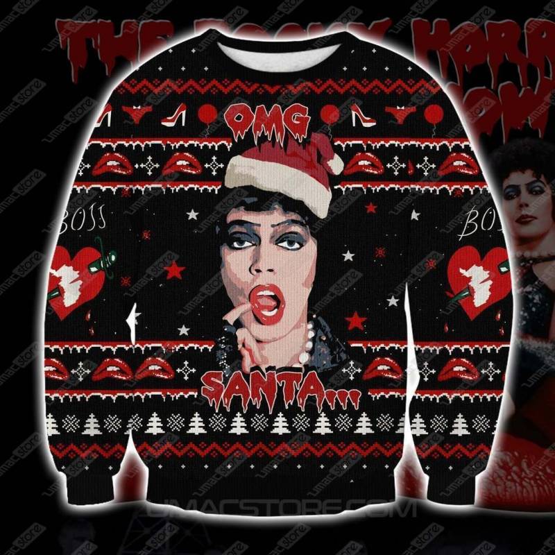 The Rocky Horror Picture Show RH OMG Santa Knitting Pattern 3D Print Ugly Christmas Sweatshirt