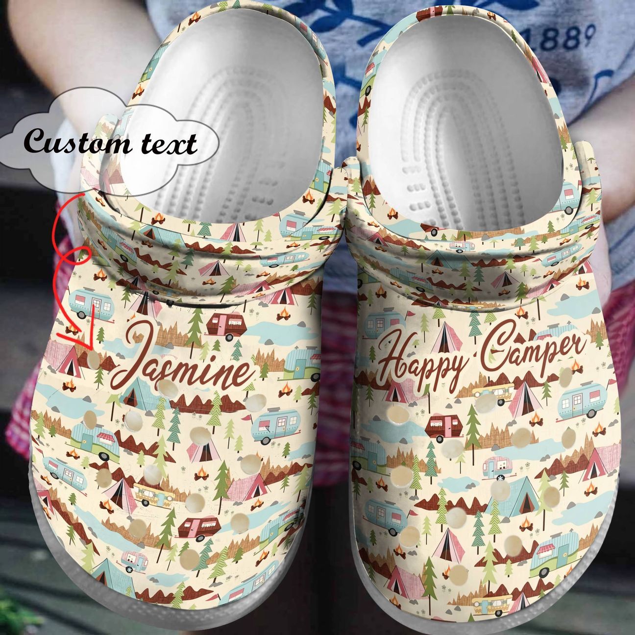 Camping Personalized Clog, Custom Name, Text, Color, Number Fashion Style For Women, Men, Kid, Print 3D Camping Pattern