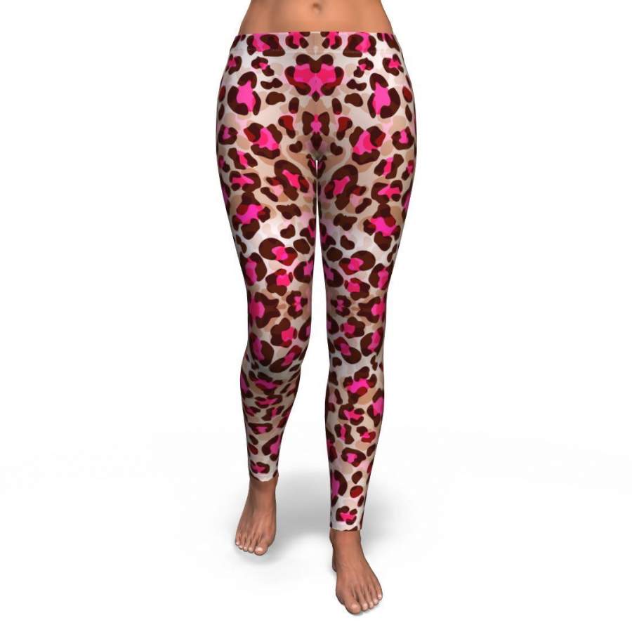 Pink Dot Cheetah Leopard Pattern Print Pattern Women Leggings