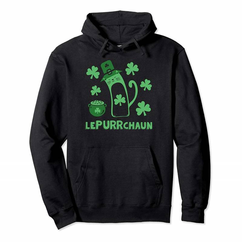 LePURRchaun Funny St Patrick Day Cat Lover Kitten Leprechaun Pullover Hoodie