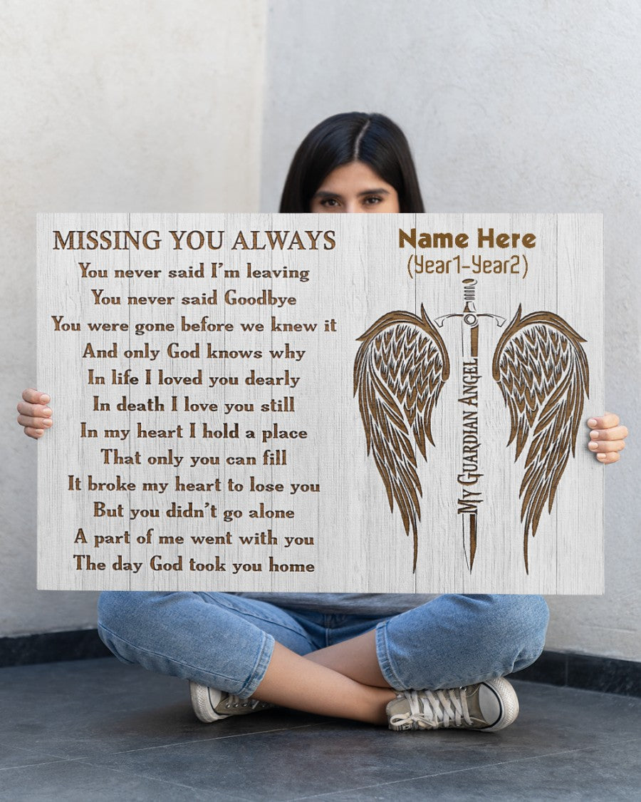 Personalized Memorial Canvas Art – Missing You Always Memorial Wings Angel In Heaven Canvas The Day God Took You Home Poster Memory Angel Wings Someone In Heaven, Sympathy Gifts For Loss Of Loved One, Memorial Gifts Wrapped Canvas