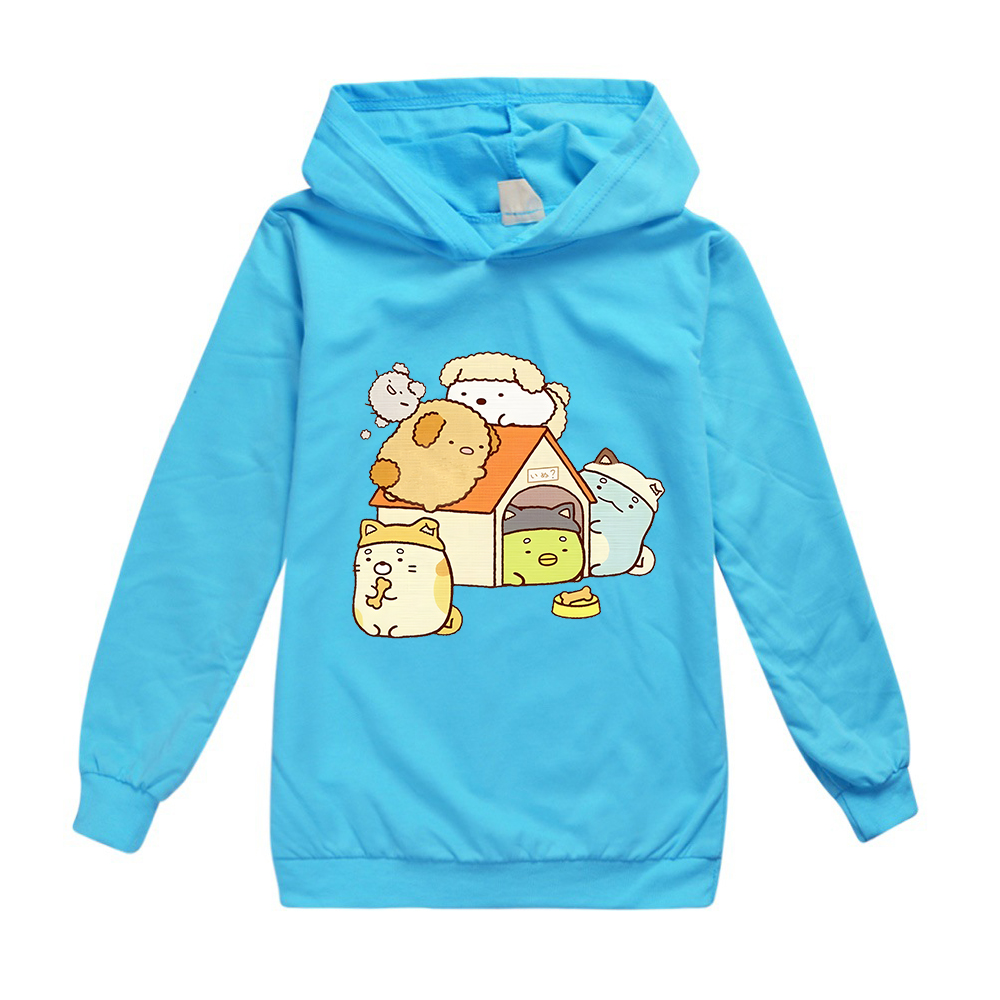 Anime Sumikko Print Hoodies Kids Kawaii Streetwears Children Comic Manga Sumikkogurashi Tops Autumn 100% Cotton Boys Girls 2-15Y alx