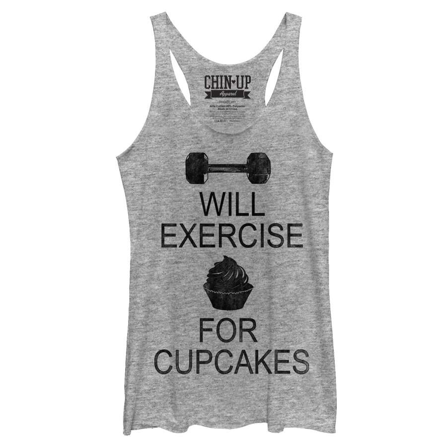 CHIN UP Women’s Cupcake  Racerback Tank Gray Heather S