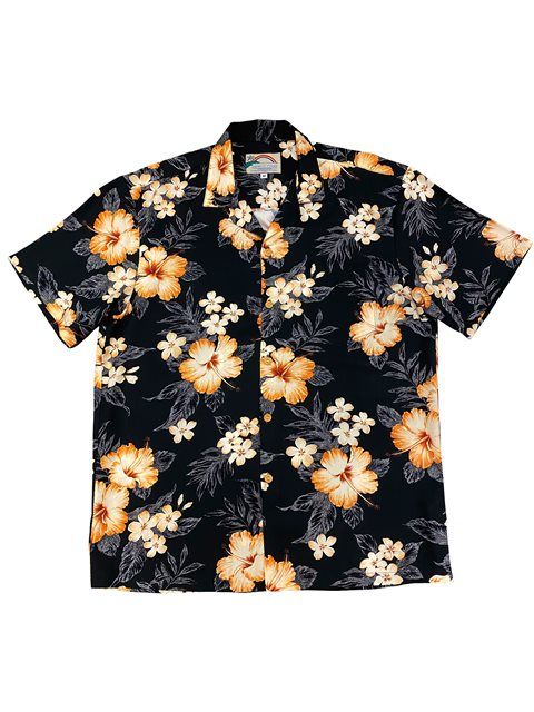 Hibiscus Garden Black Orange Amazing Design Hawaii Shirt Ha82197