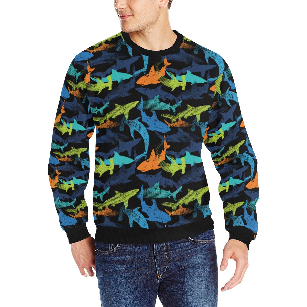 Colorful shark Men’s Crew Neck Sweatshirt