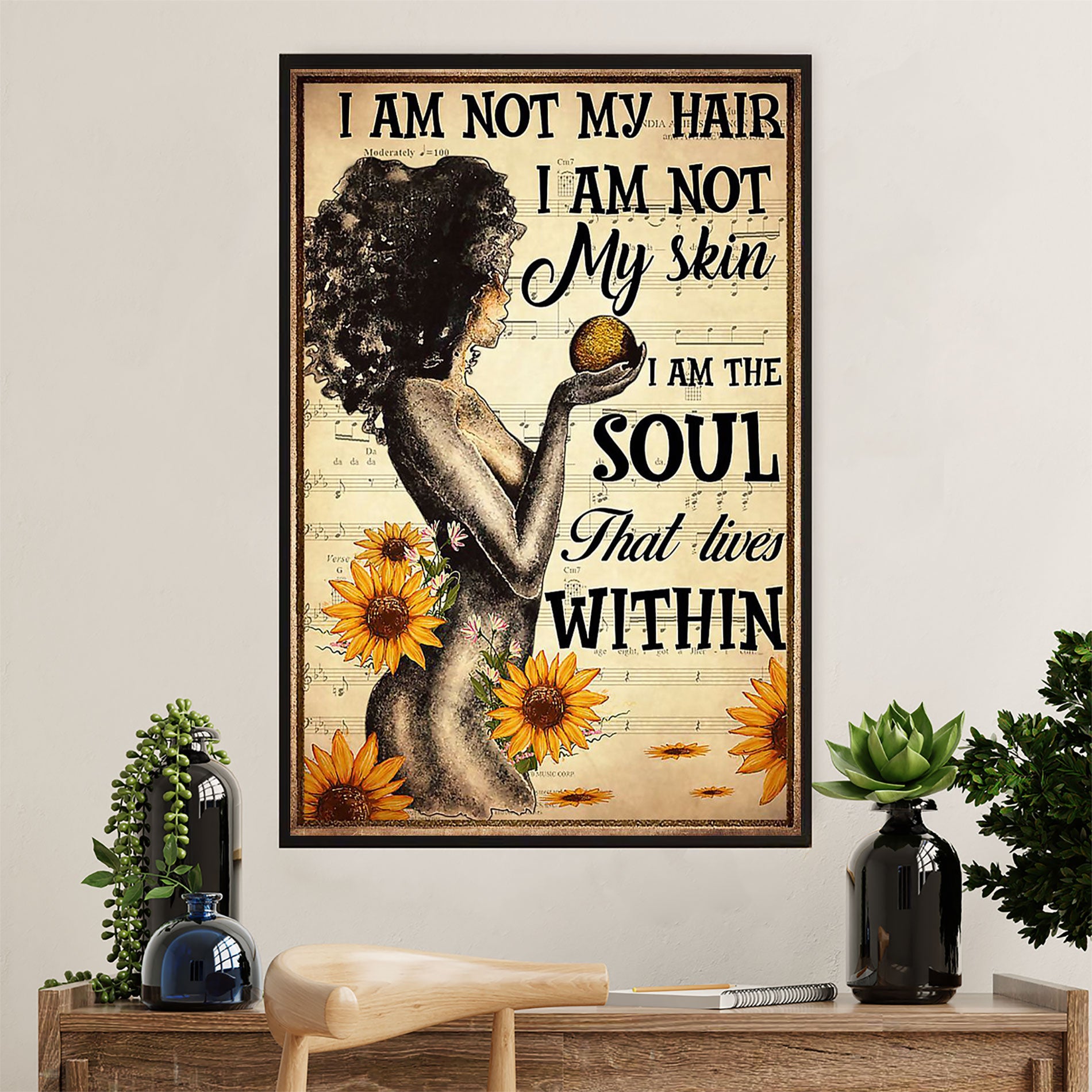 African American Afro Poster Prints | I Am Not My Hair | Wall Art Gift For Black Girl