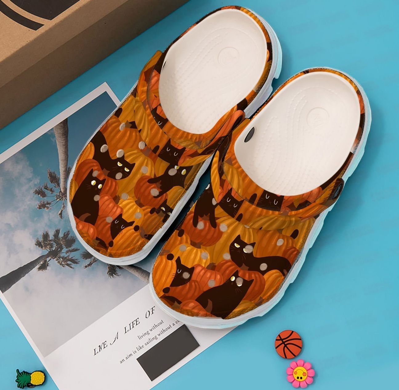 Halloween Personalized Clog, Custom Name, Text, Color, Number Fashion Style For Women, Men, Kid, Print 3D Black Cats And Pumpkin Field