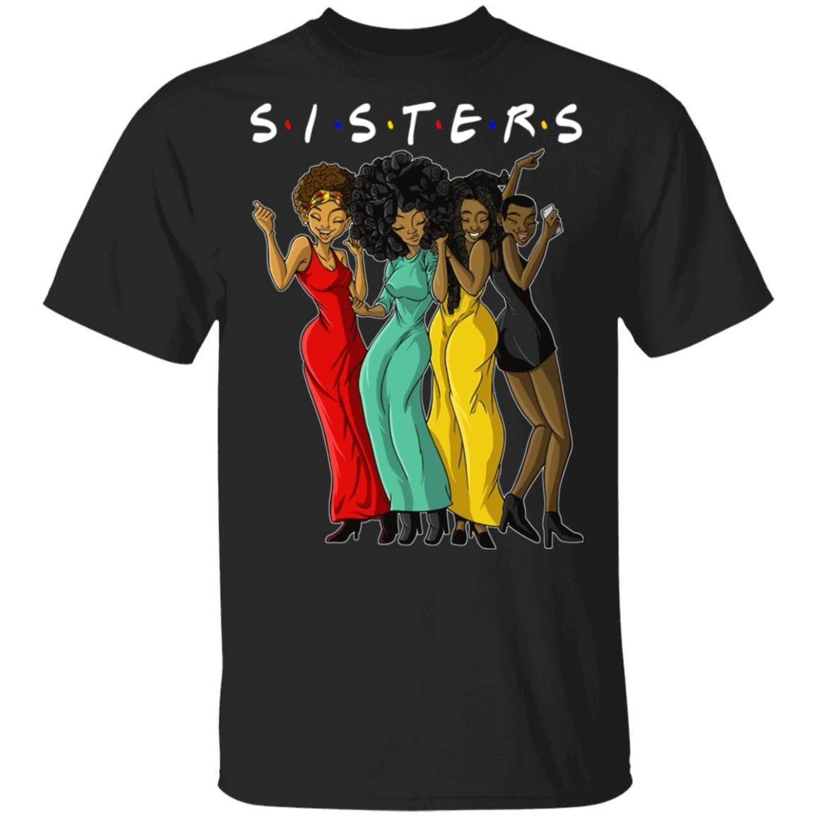 African American Sisters T-Shirt Melanin Women Bestie Graphic T-Shirt Design Afrocentric Girl Apparel