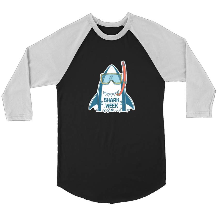 Week of The Shark New 2018 Novelty Graphic – Canvas 3/4 Raglan Shirt