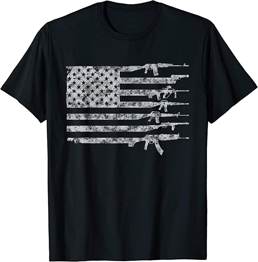 Vintage USA American Flag Pro Gun Retro Tee for Gun-Owners T-Shirt