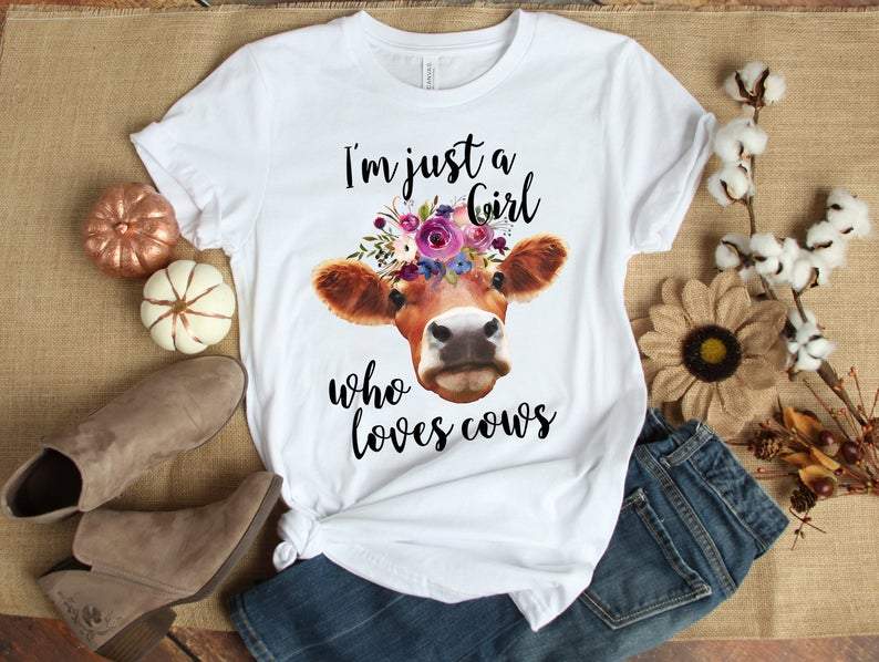 Just A Girl Who Loves Cows Shirt, Cow Lovers Shirt, Cow Lovers T-Shirt, Cow Lovers Gifts, Farmer Shirt, Farmer Gifts, Farming Shirt All Color Size S-5Xl