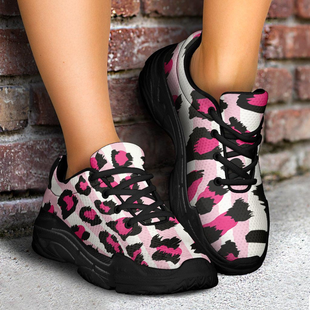 Pink Striped Leopard Chunky Sneaker