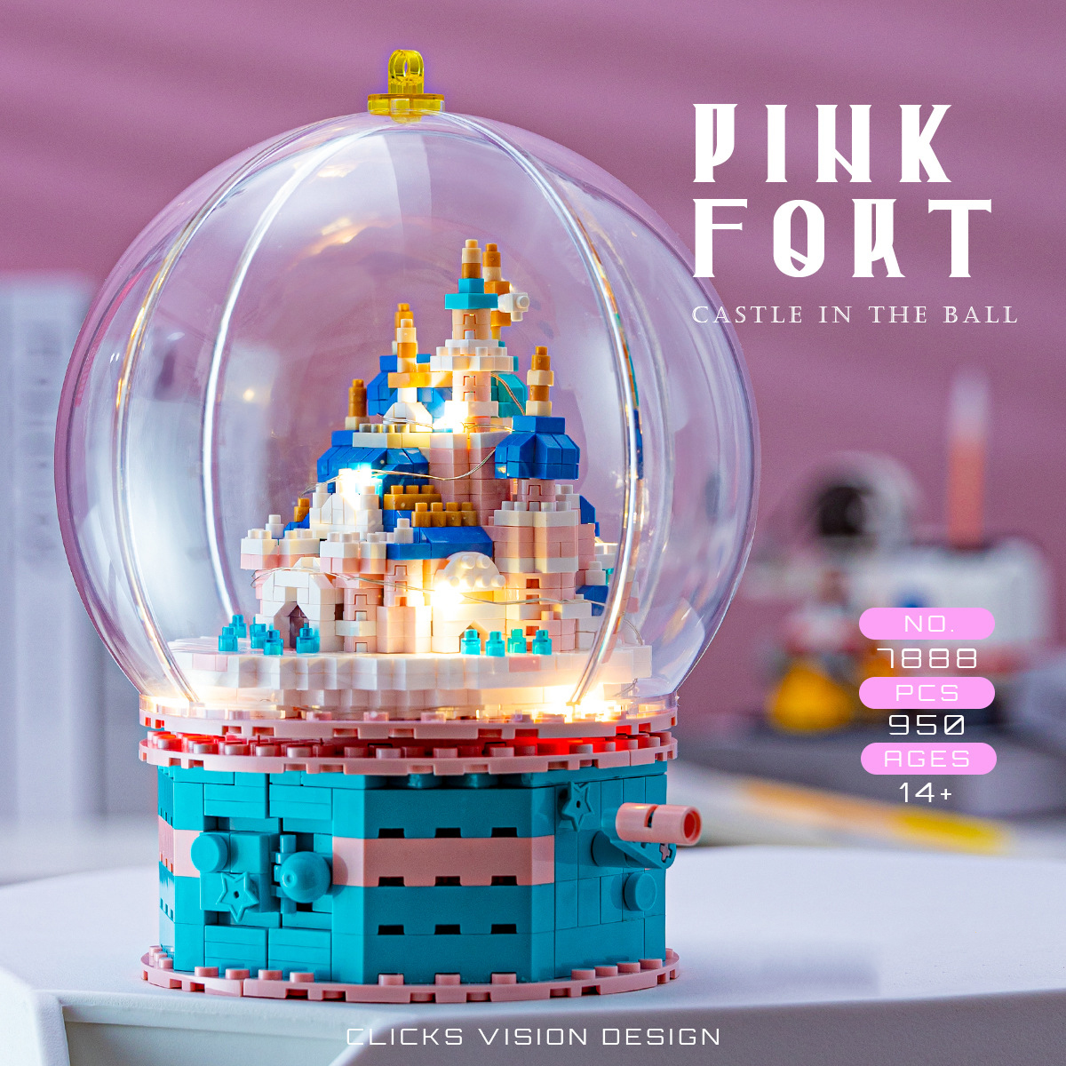 950pcs Crystal Ball Building Blocks Architecture Rotate Castle Palace LED Light 3D Mini Diamond Bricks DIY TOY for Children Gift alx