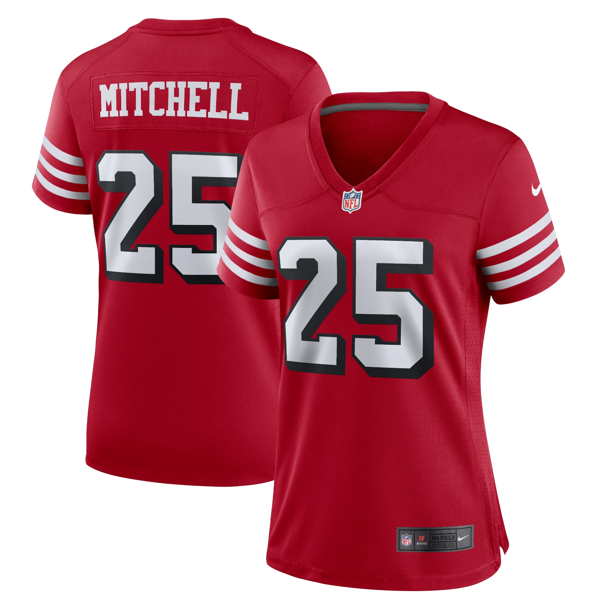 Elijah Mitchell San Francisco 49ers Women's Alternate Team Game Jersey – Scarlet