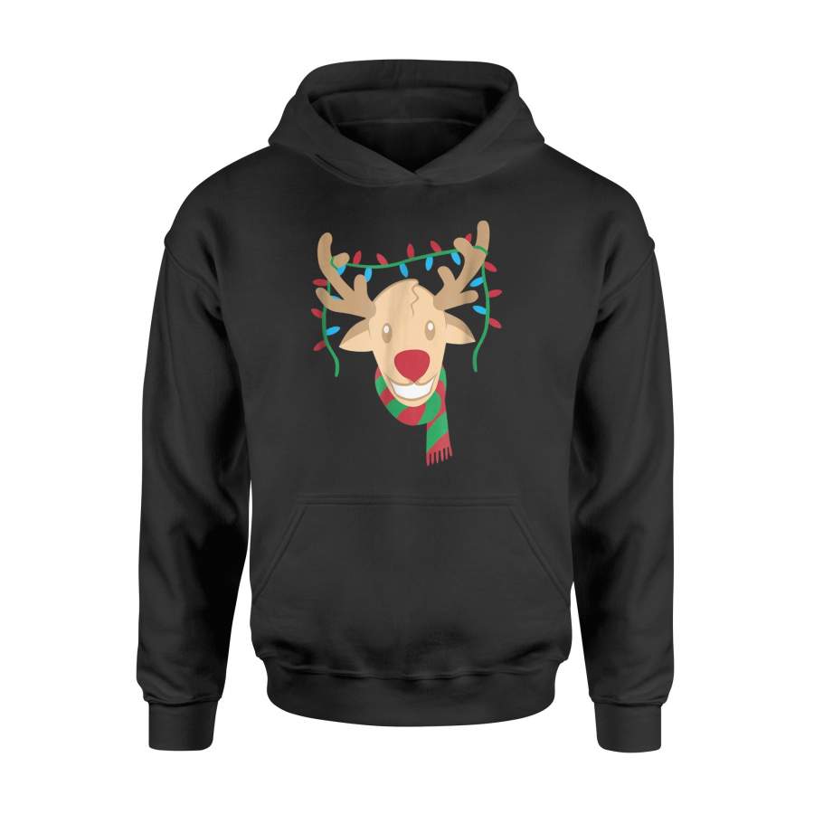 Big Reindeer Face Matching Family Christmas  Hoodie