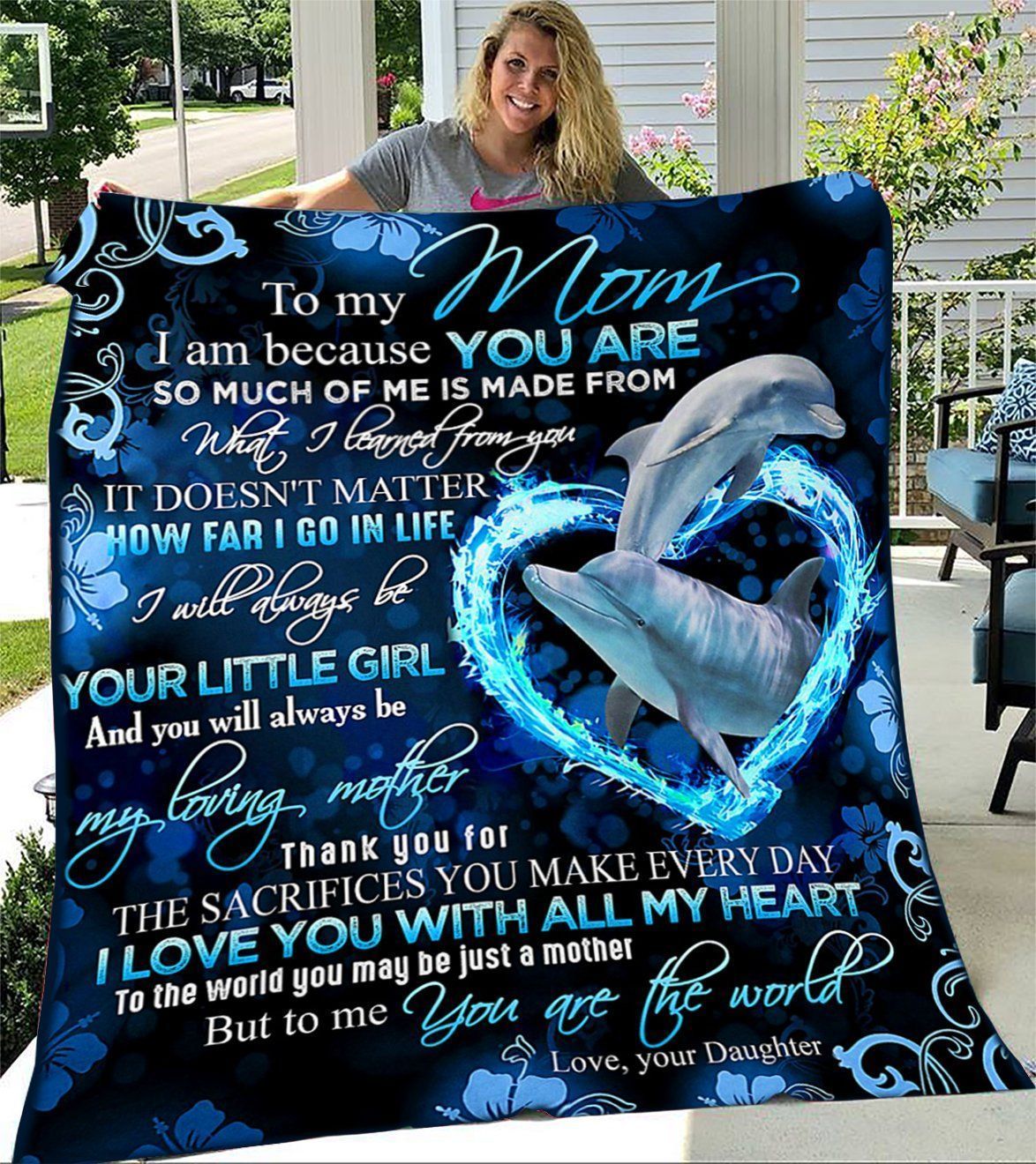 Blanket To My Mom Dolphin Blanket Gift For Mom Quilt Blanket Family Gift Ideas Cozy Fleece Blanket, Sherpa Blanket