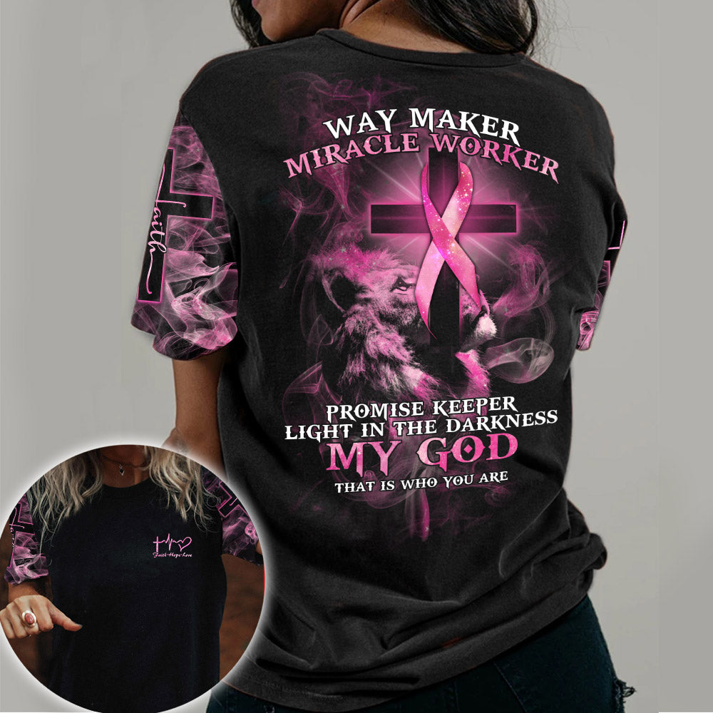 Way Maker Lion Cross Light Breast Cancer All Over Print – Tltm0704214