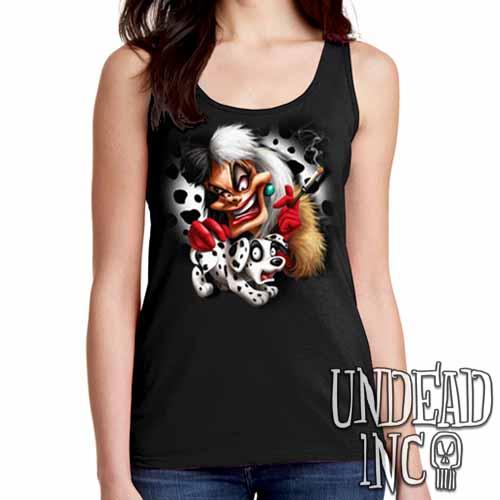 Villains Cruella De Vil Dalmatian Puppy Variant – Ladies Singlet Tank